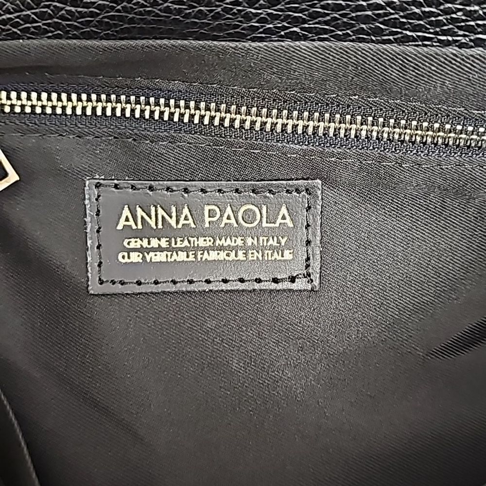 Anna Paola Crossbody Shoulder Genuine Leather Bag NWT Black - Picture 6 of 8